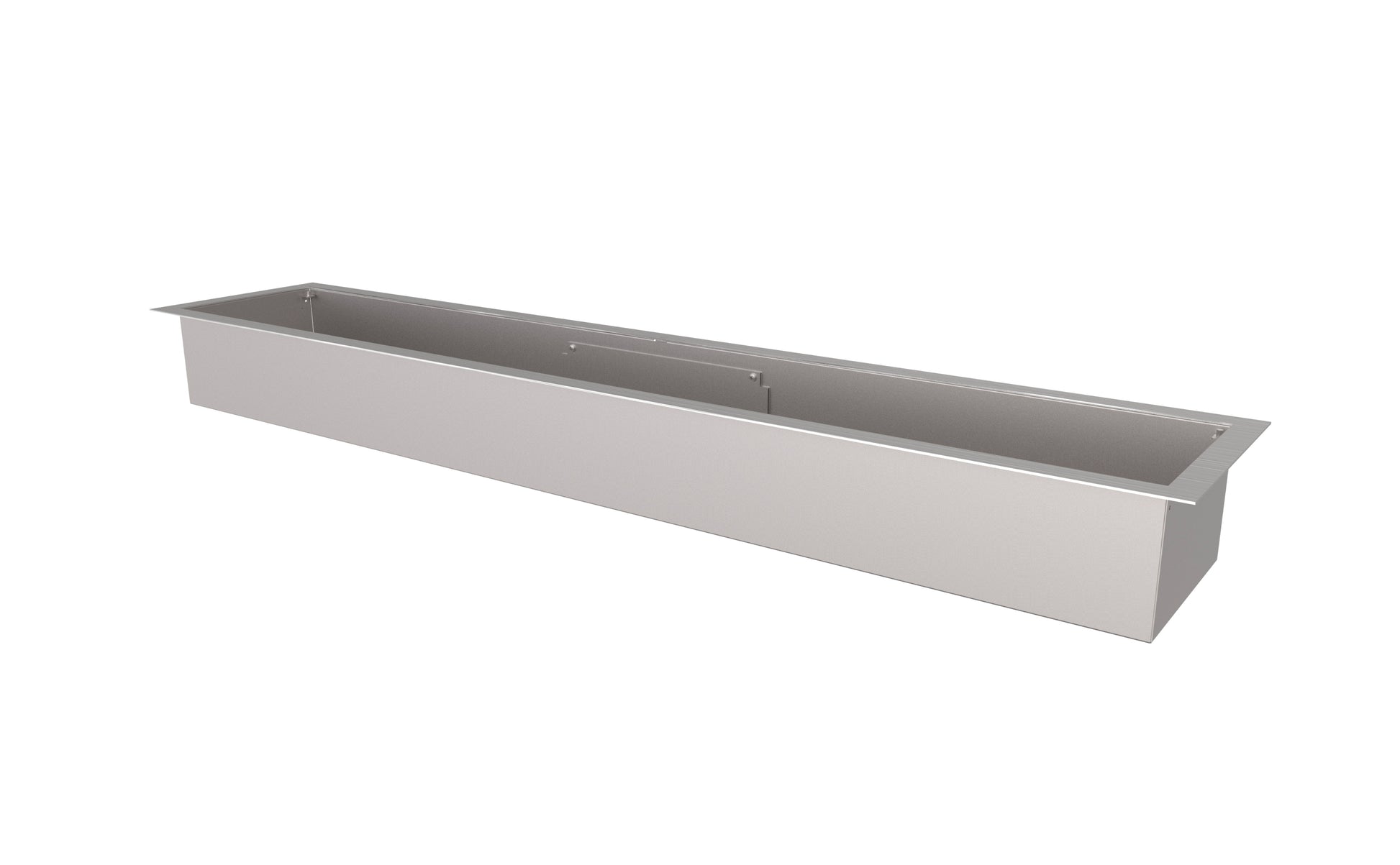 Stainless steel trough on a white background