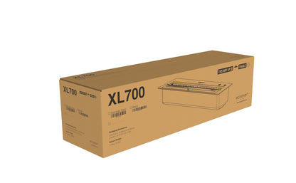 Cardboard box with 'XL700' branding on a white background