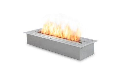 Rectangular fire pit with flames on a white background