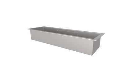 Stainless steel trough on a white background