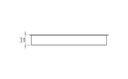 Technical drawing of a rectangular component with dimensions