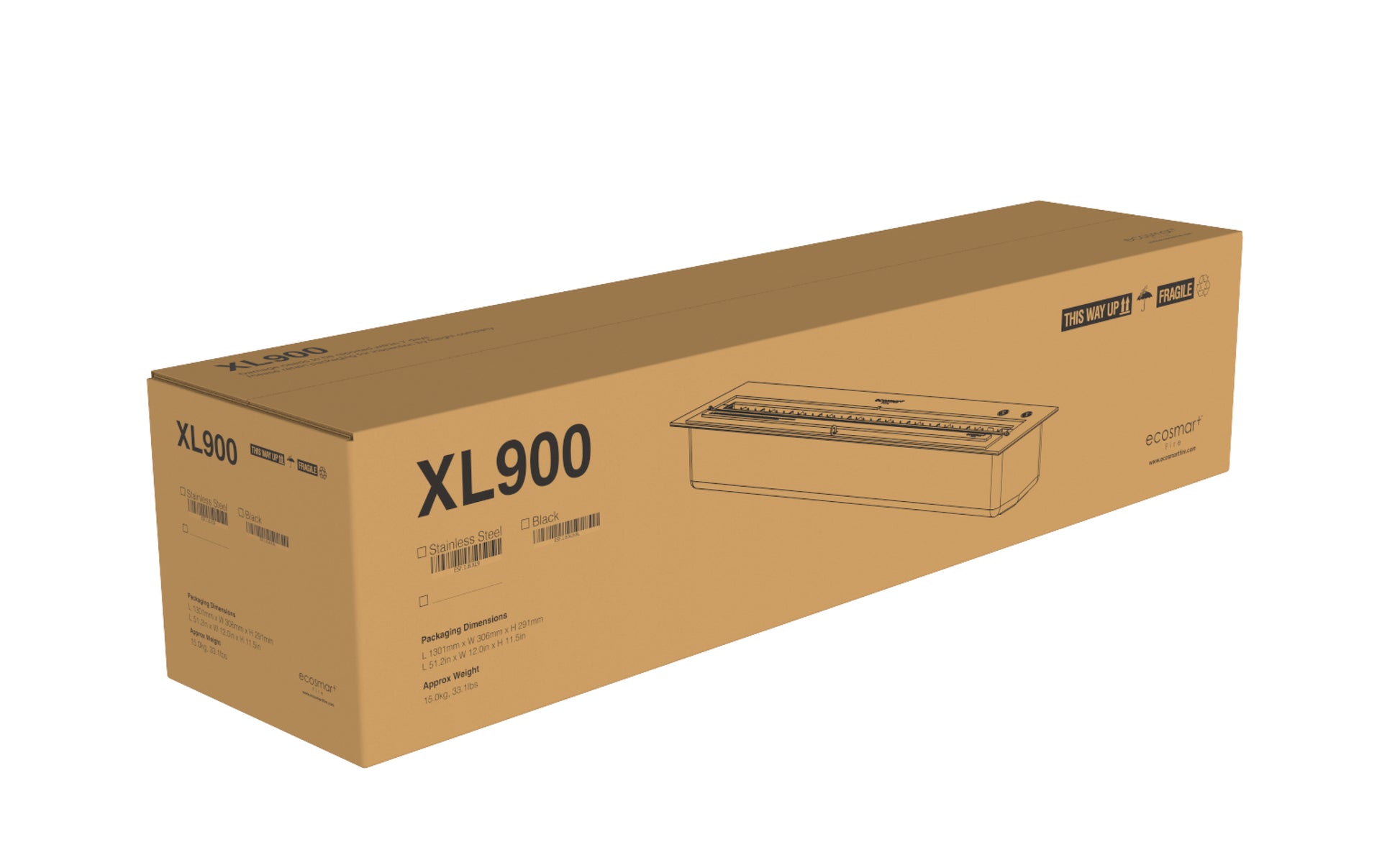 Cardboard box with 'XL900' branding on a white background