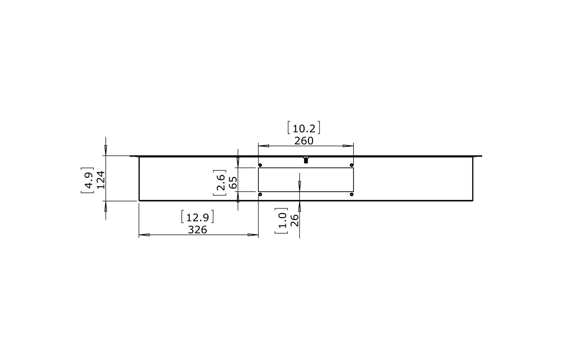 Technical drawing with dimensions labeled on a white background