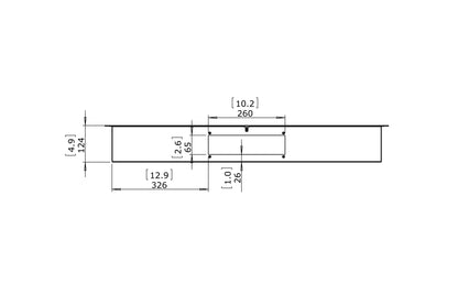 Technical drawing with dimensions labeled on a white background