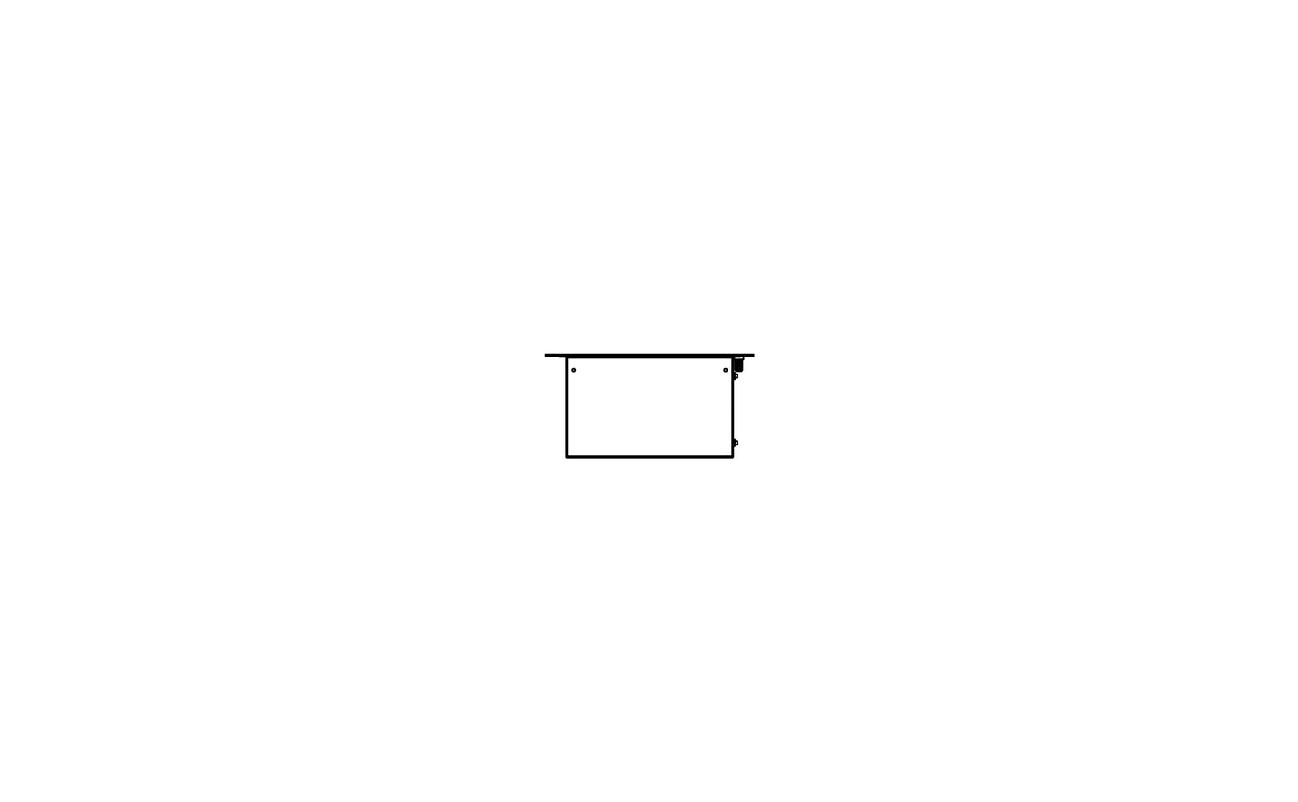 Simple line drawing of a rectangular table on a white background