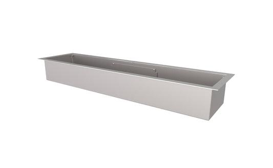 Rectangular metal trough on a white background