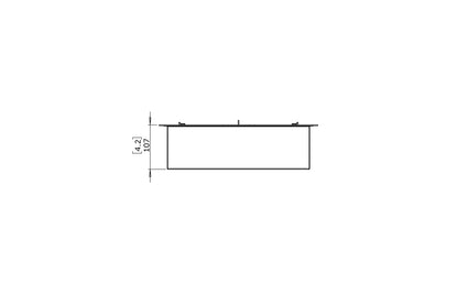 Technical drawing of a rectangular object with dimensions on a white background