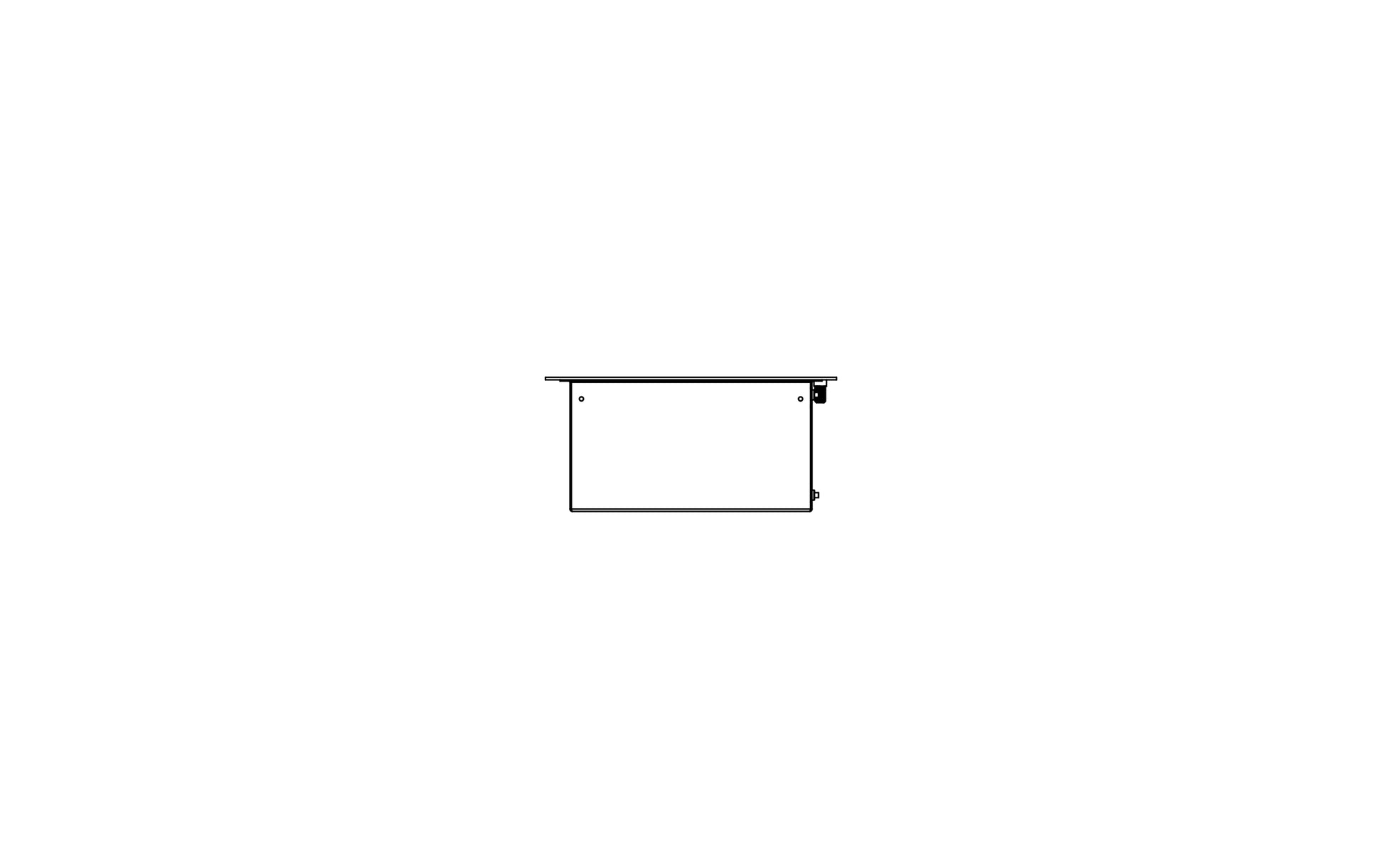 Outline of a rectangular table on a white background